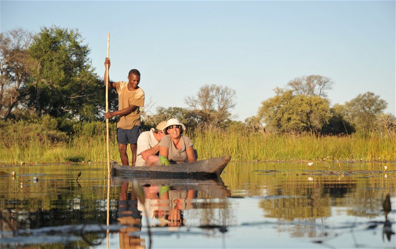 Okavango Delta in the mokoro canoes