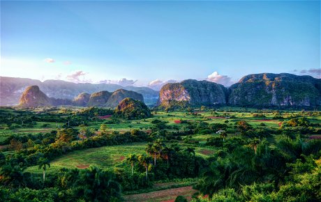 The sugarloaf outcrops of Vinales at dusk