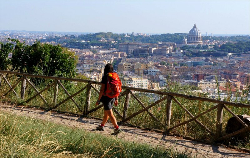 Approaching your final goal, motivated by the views of Rome's skyline