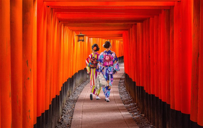 Follow tradition and walk through the Fushimi Inari Shrine in Kyoto